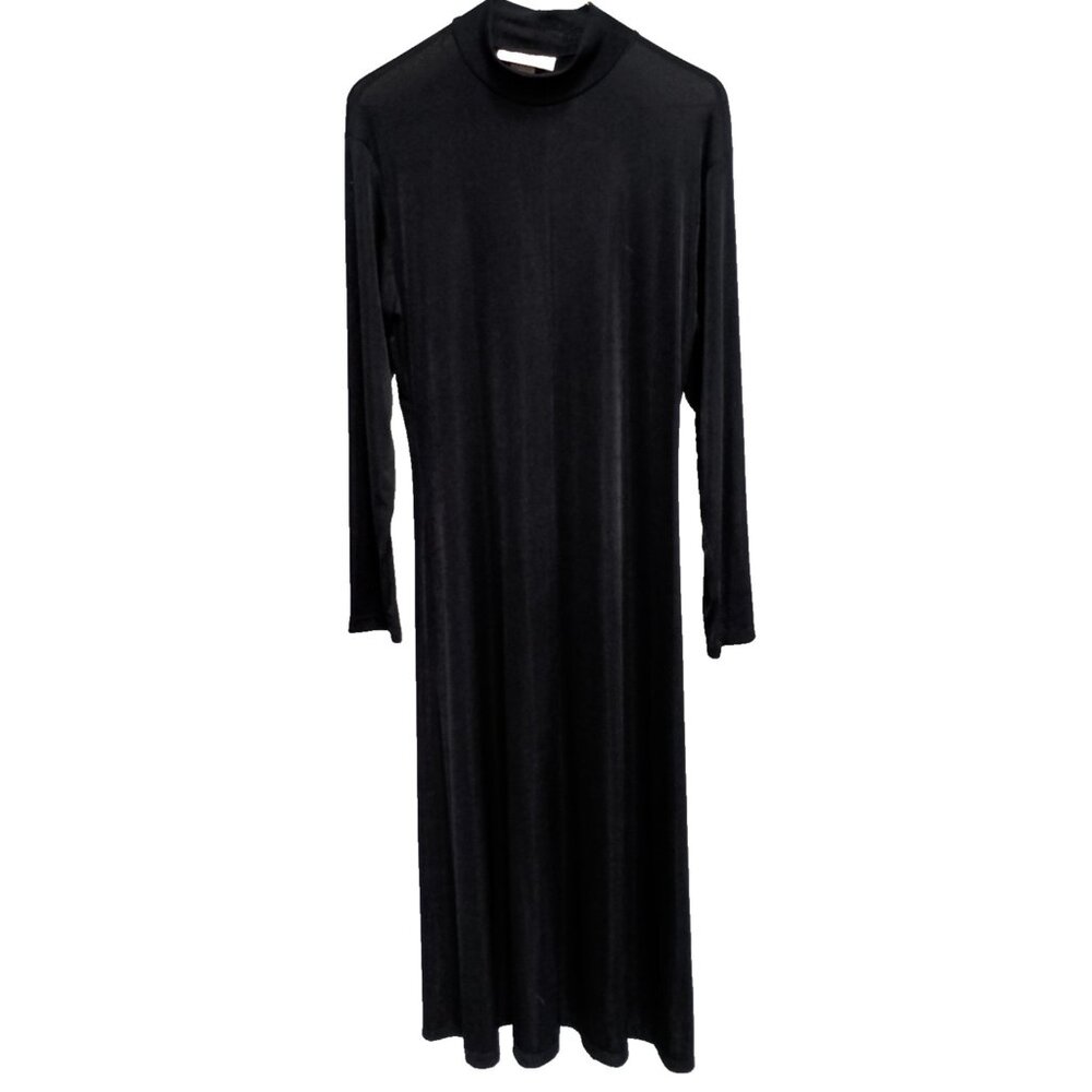 VTG 90s Tiffany's Closet Maxi Dress Womens Large Black Minimalist Capsule Modest